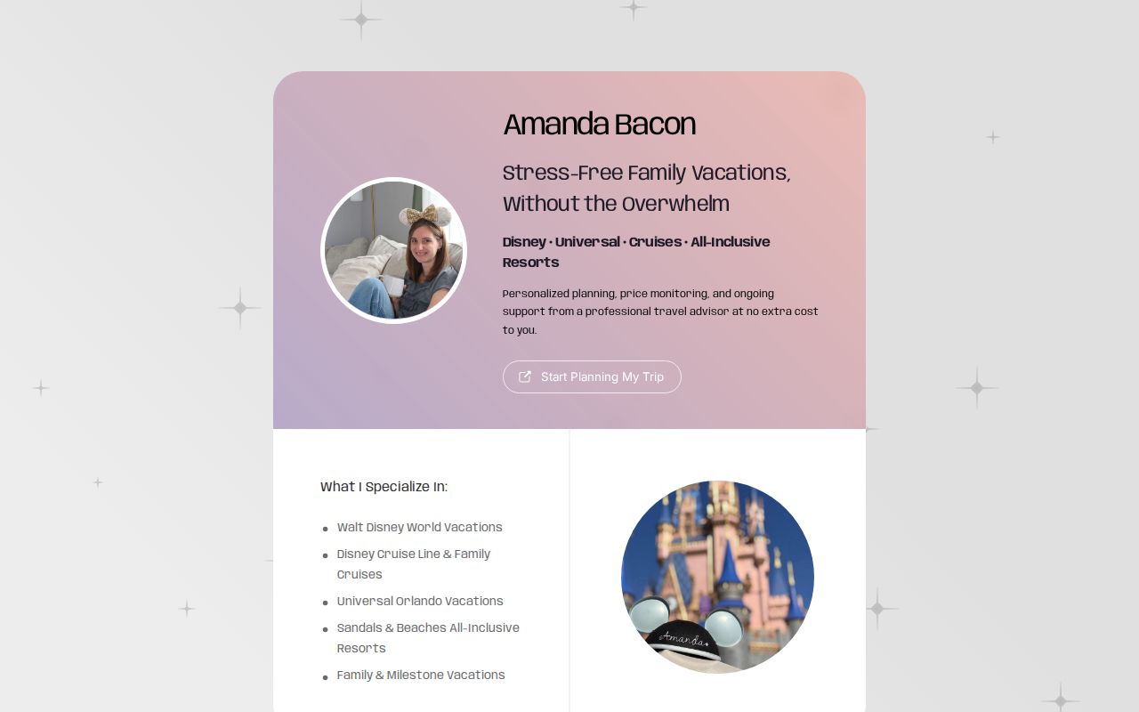 Amanda Bacon | Family & Theme Park Travel Advisor